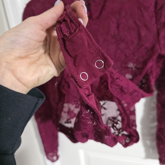 Victoria's Secret Dream Angels Lace Bodysuit Maroon Red Medium - Picture 8 of 12